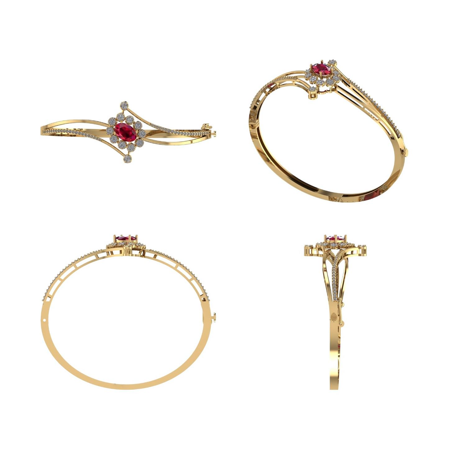 Radiant Ruby Blossom Italian  Bracelet