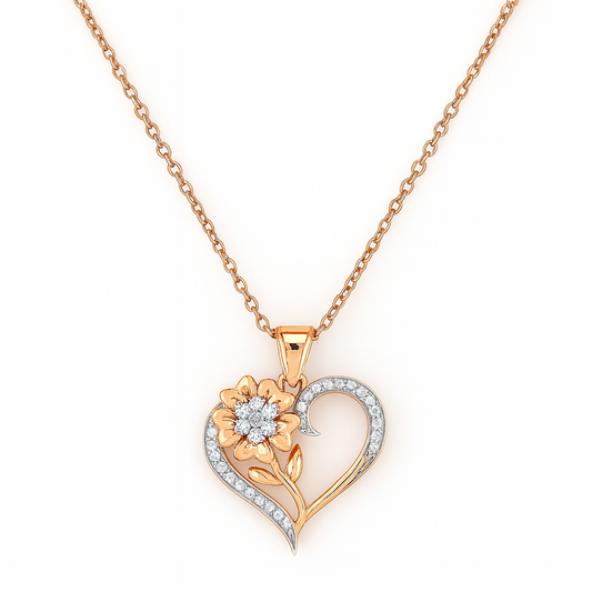 Rosy Heart Silver Pendant