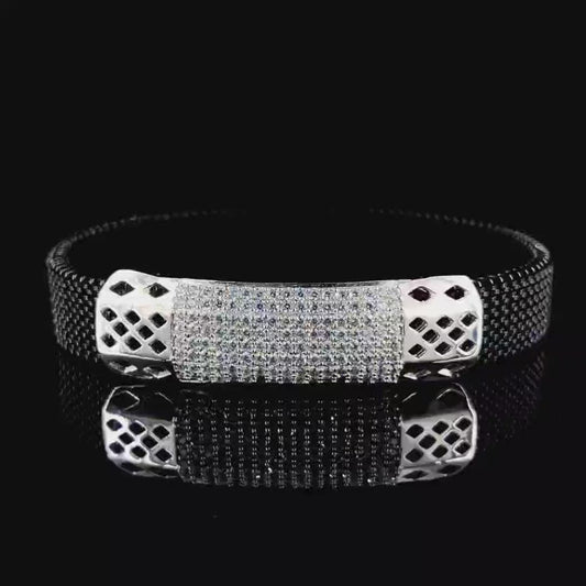 Handcrafted Elegance Silver Adjustable Bracelet for Men