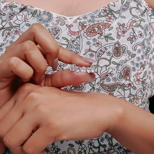 Crystal Hearts Circle Ring