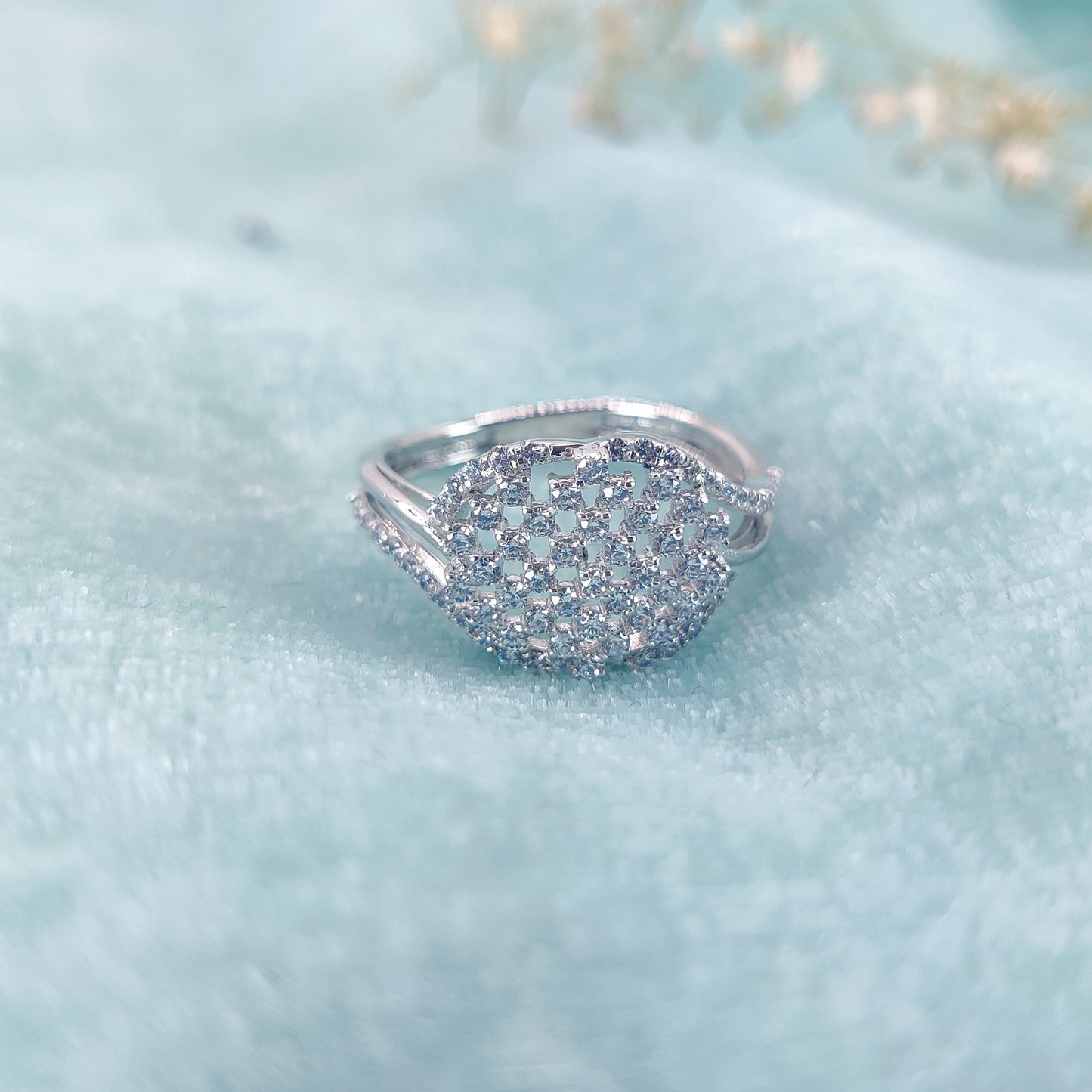 Glimmer Veil Silver Ring