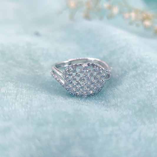 Glimmer Veil Silver Ring