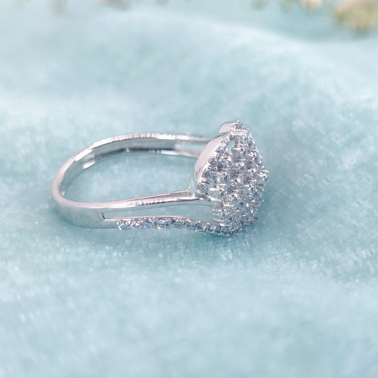 Glimmer Veil Silver Ring