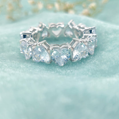 Crystal Hearts Circle Ring