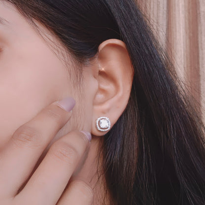 Lustre Pearl Halo Stud Earrings