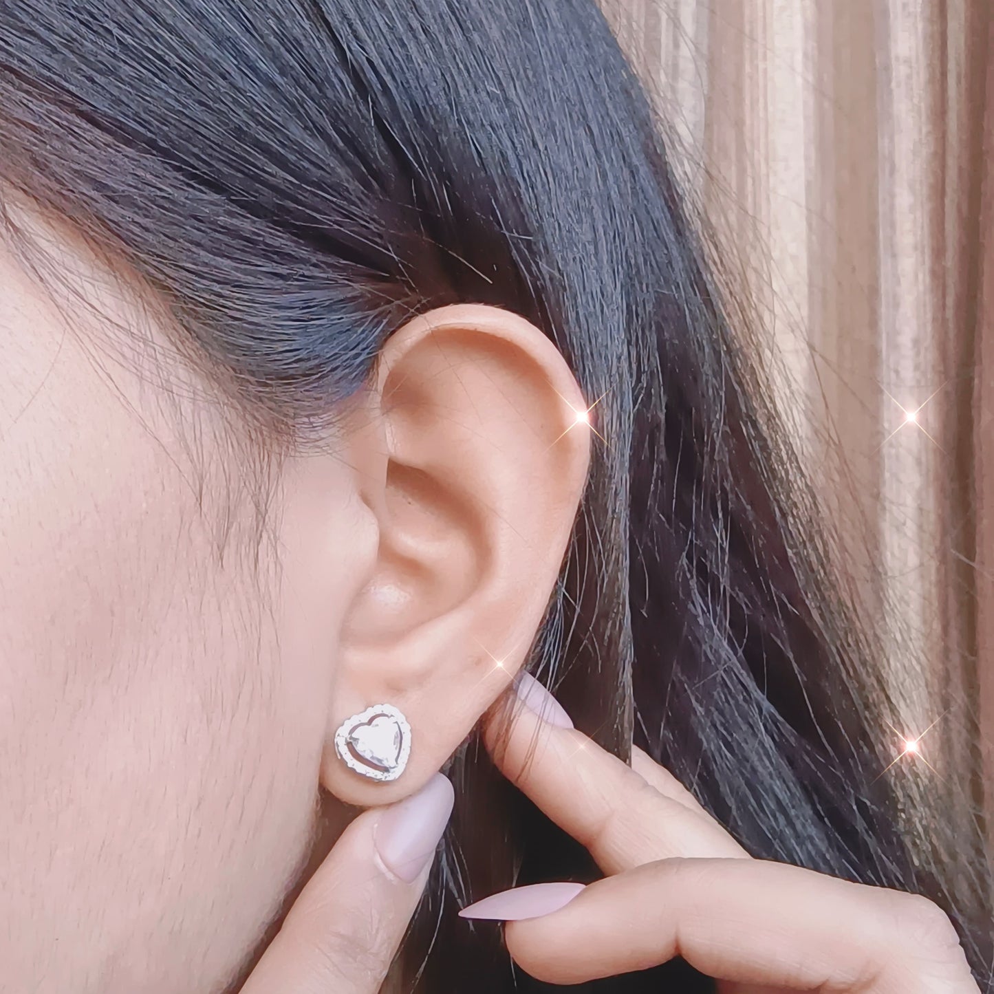 Luminous Heart Stud Earrings