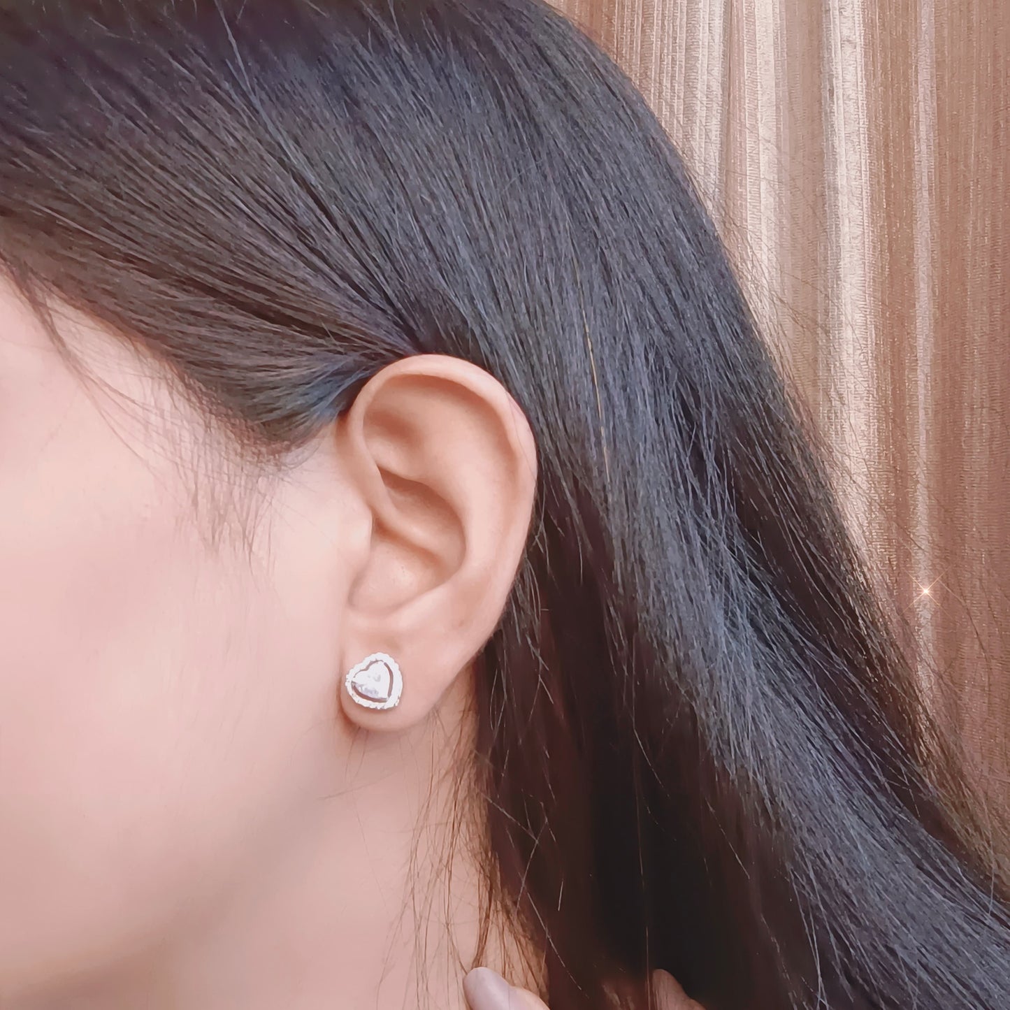 Luminous Heart Stud Earrings