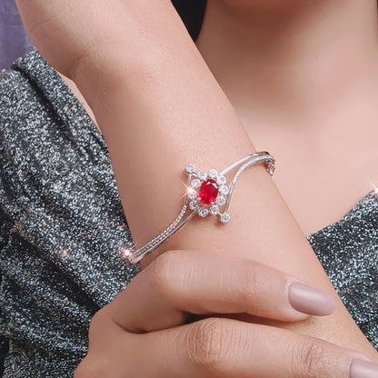Radiant Ruby Blossom Italian  Bracelet