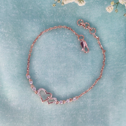 Double Delicate Heart Charm Bracelet