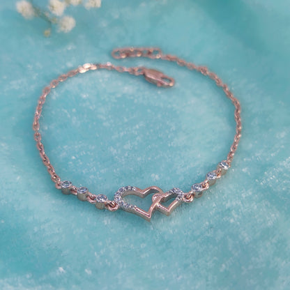 Double Delicate Heart Charm Bracelet
