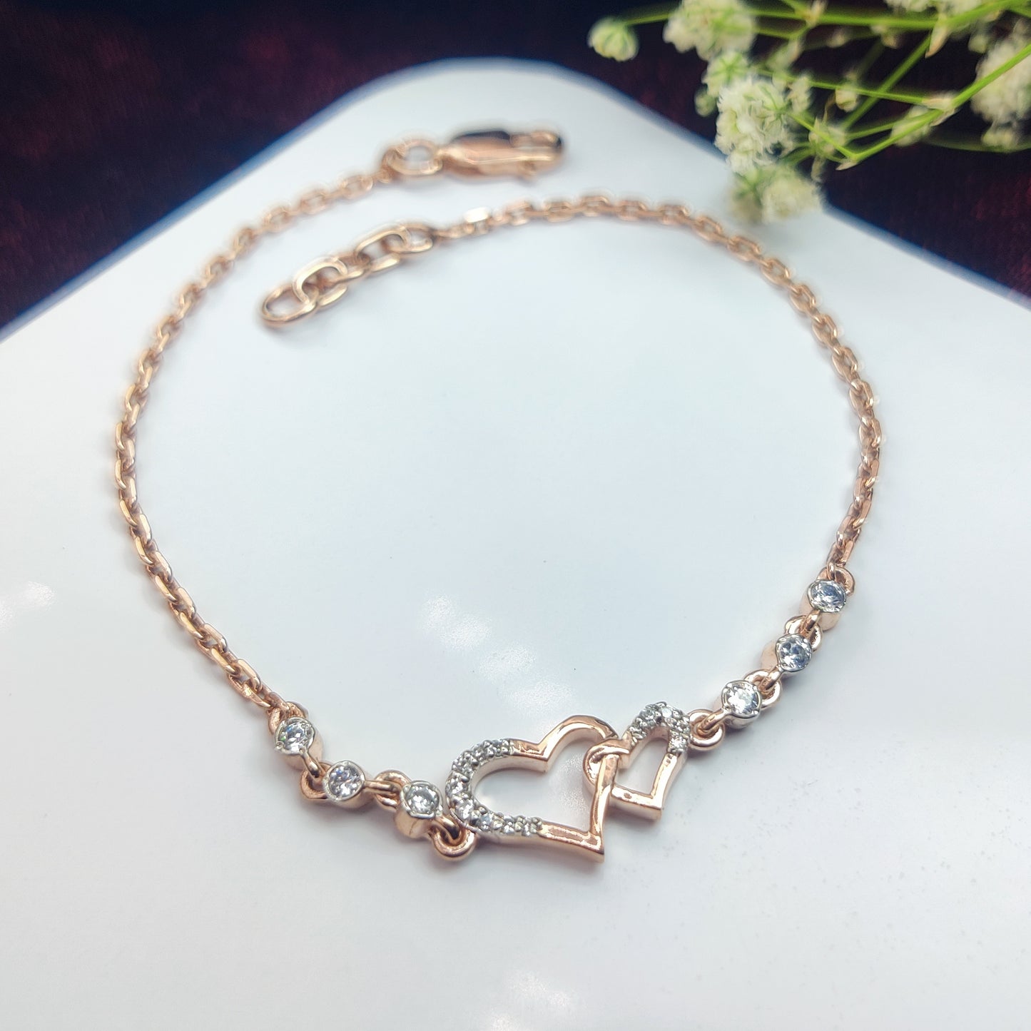 Double Delicate Heart Charm Bracelet