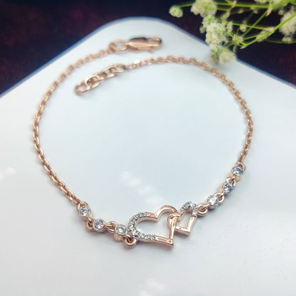 Double Delicate Heart Charm Bracelet