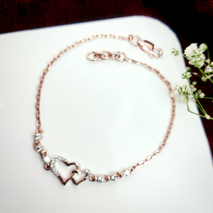 Double Delicate Heart Charm Bracelet