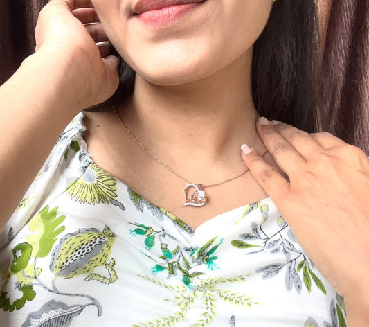 Rosy Heart Silver Pendant