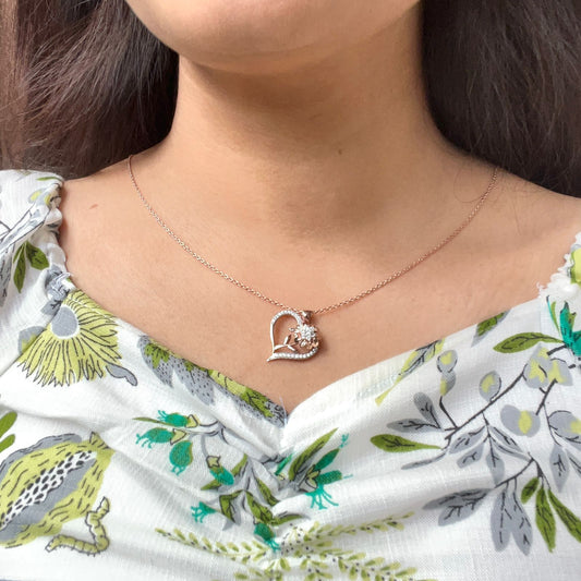 Rosy Heart Silver Pendant