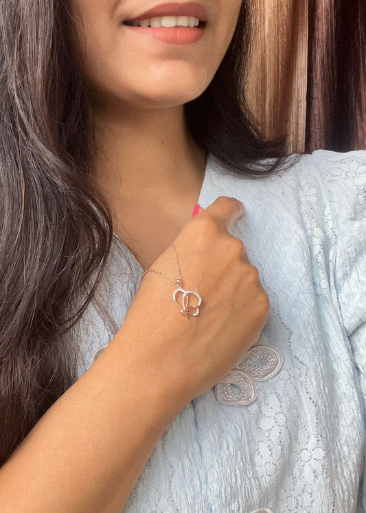 Fluttering Butterfly Silver Pendant