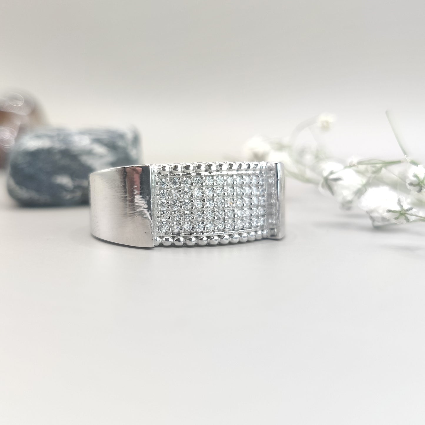 Radiant Square CZ Sterling Silver Ring