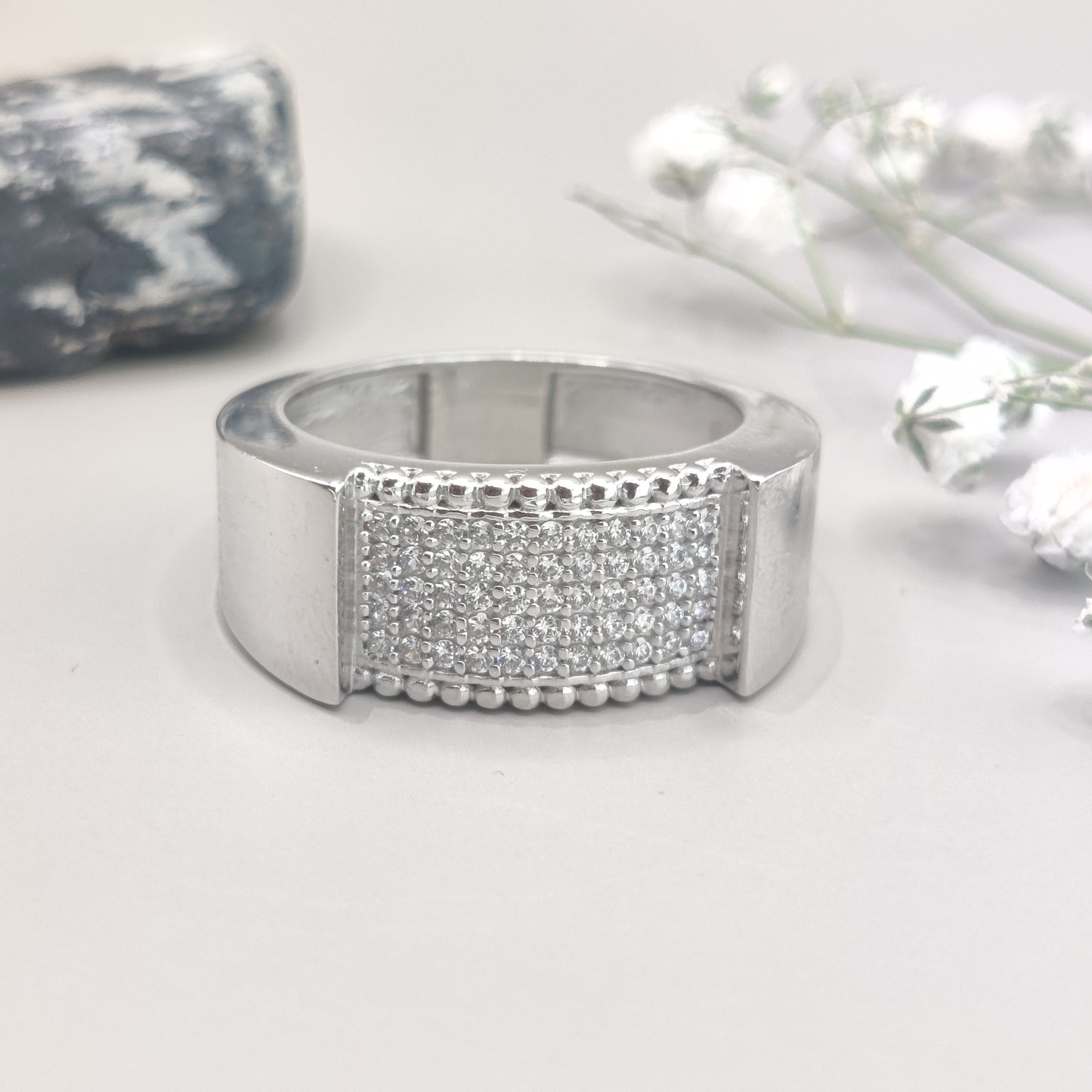 Radiant Square CZ Sterling Silver Ring