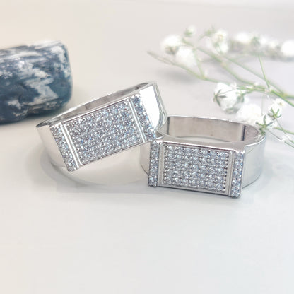 Iconic Finish CZ Square Shape Silver Ring