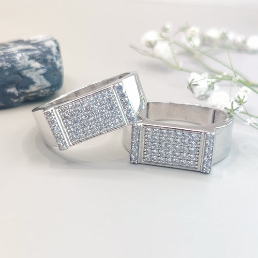 Iconic Finish CZ Square Shape Silver Ring