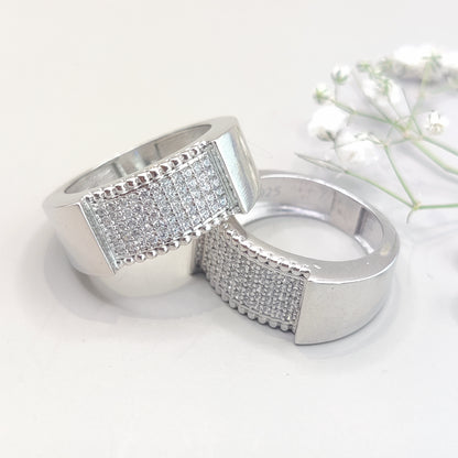 Radiant Square CZ Sterling Silver Ring