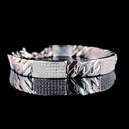 Cross Link Dazzling CZ-Stone Bracelet