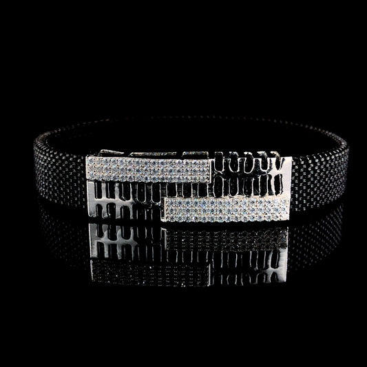 Modern Men's Silver Bracelet with Beads