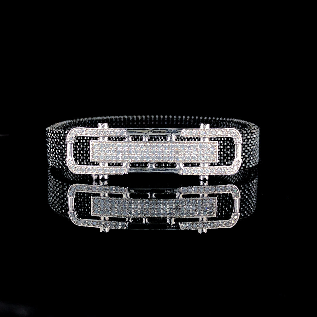 High-shine finish finished Adjustable Silver Bracelet (Unisex)