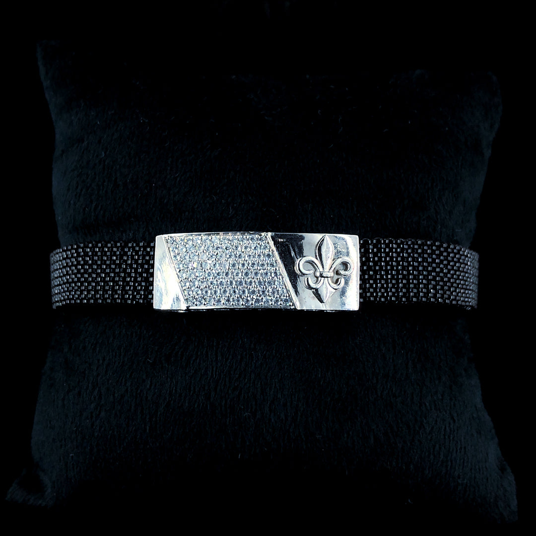 Luxurious Men's Silver Bracelet with Fleur-de-lis