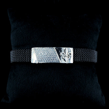 Luxurious Men's Silver Bracelet with Fleur-de-lis