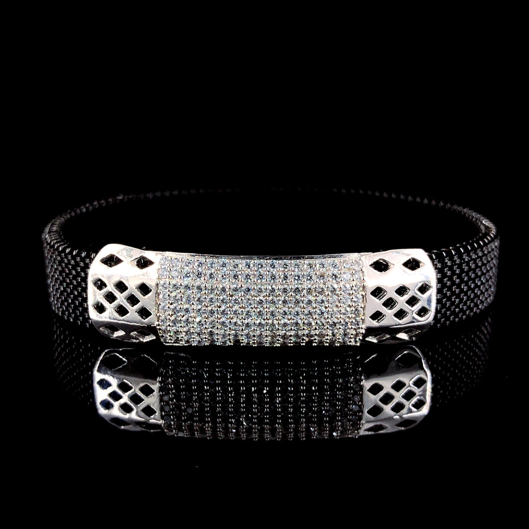 Handcrafted Elegance Silver Adjustable Bracelet for Men