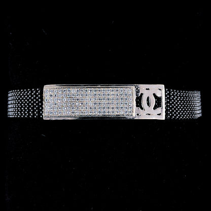 Crystal Studded Silver Bracelet