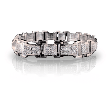 Timeless CZ Crystal Studded Pure Silver Bracelet for Men