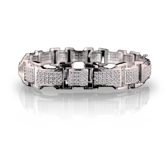 Timeless CZ Crystal Studded Pure Silver Bracelet for Men