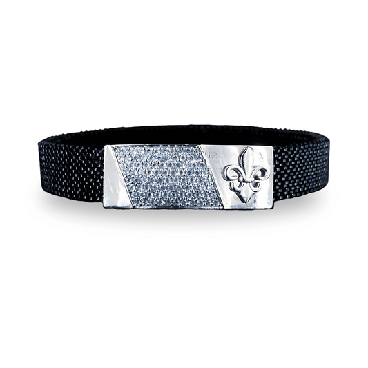 Luxurious Men's Silver Bracelet with Fleur-de-lis