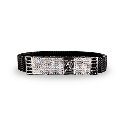 Louis Vuitton Inspired Luxury CZ Silver Bracelet for Men