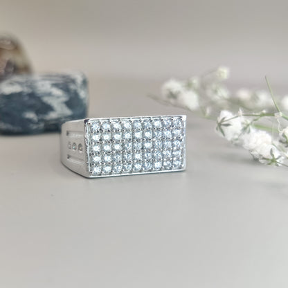 Diamond Grid Rectangle Ring