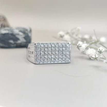 Diamond Grid Rectangle Ring