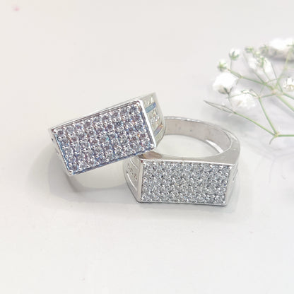 Diamond Grid Rectangle Ring