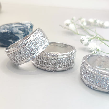 Round Cut CZ Accents Sterling Silver Ring