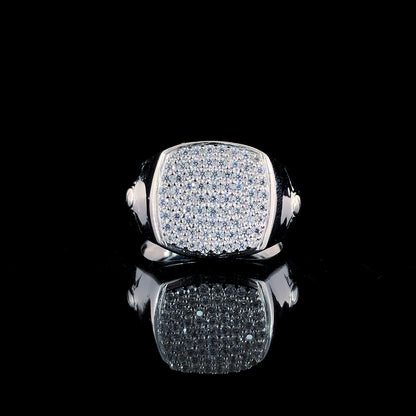 Stylish Square Pavé Sterling Silver Ring