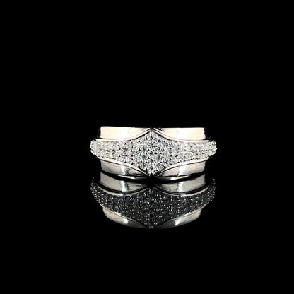Refined Rhombus-Cut CZ Silver Ring