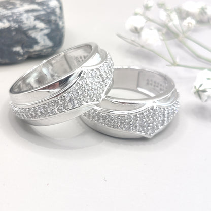 Refined Rhombus-Cut CZ Silver Ring