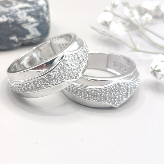 Refined Rhombus-Cut CZ Silver Ring