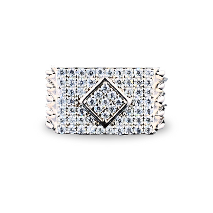  Cube-shaped sleek CZ stone sterling silver men's ring with minimalist design