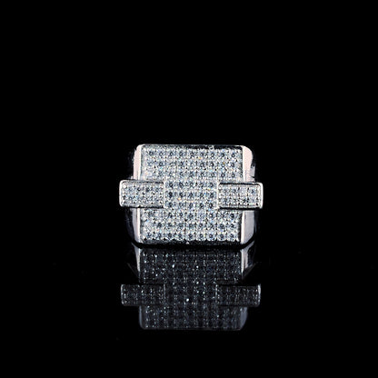 Sparkling CZ Stone Rectangular Sterling Silver Ring