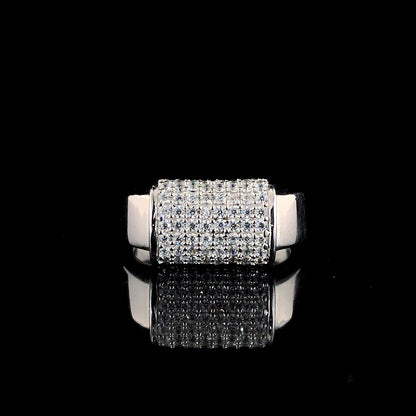 Luxurious Pavé Set Diamond Sparkle Silver Ring