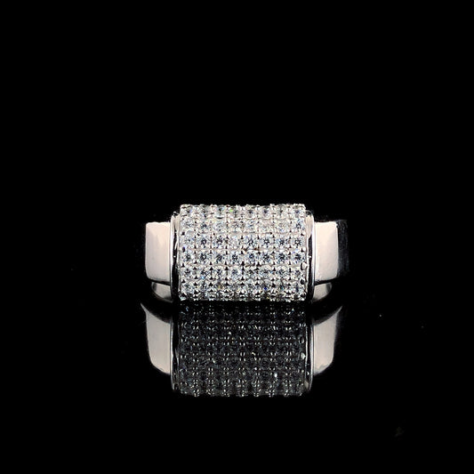 Luxurious Pavé Set Diamond Sparkle Silver Ring