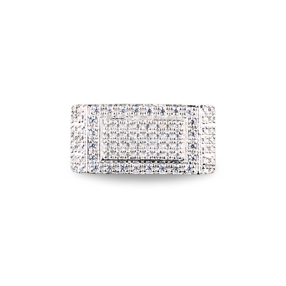 Cube Pattern CZ Masculine Elegant Silver Ring for Men with a sophisticated silver cube design and CZ accents