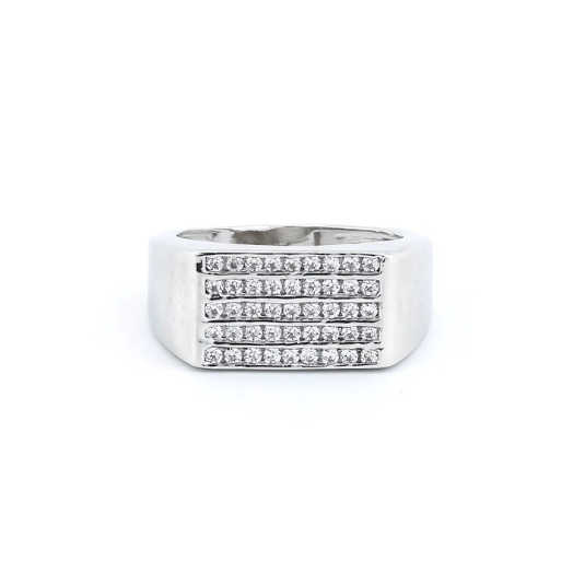 Sterling Silver CZ-Encrusted Ring for Men with classic style and timeless design
